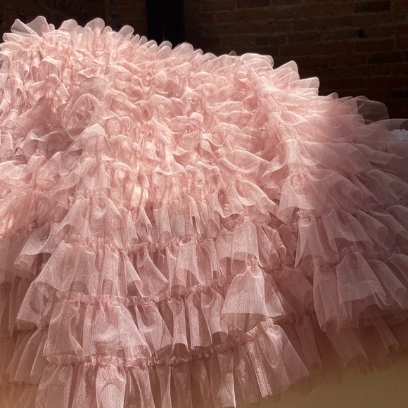 Vintage BETSEY JOHNSON Ruffle Tiered Tulle Skirt Ballet Pink Frilly Party Skirt - Picture 9 of 15